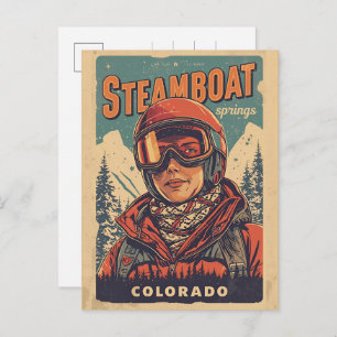 vintage Steamboat Springs Colorado Mountain gifts Holiday Postcard