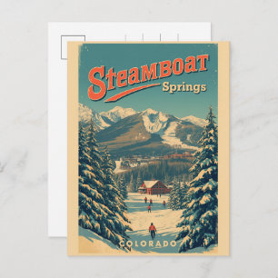 vintage Steamboat Springs Colorado Mountain gifts Holiday Postcard