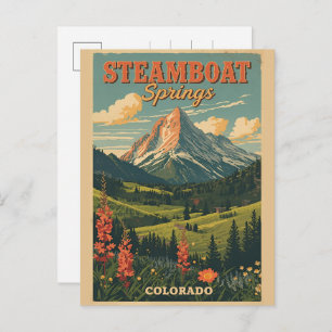 vintage Steamboat Springs Colorado Mountain gifts Holiday Postcard