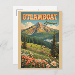 vintage Steamboat Springs Colorado Mountain gifts Holiday Postcard
