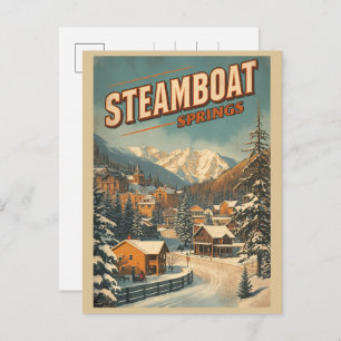 vintage Steamboat Springs Colorado Mountain gifts Holiday Postcard