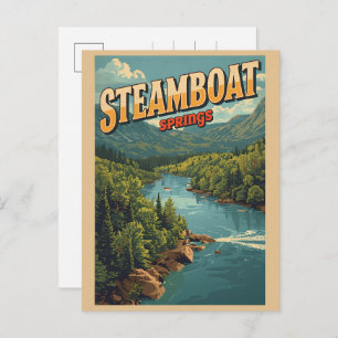 vintage Steamboat Springs Colorado rivers gifts Holiday Postcard