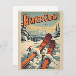 vintage Steamboat Springs Colorado skis gifts Holiday Postcard