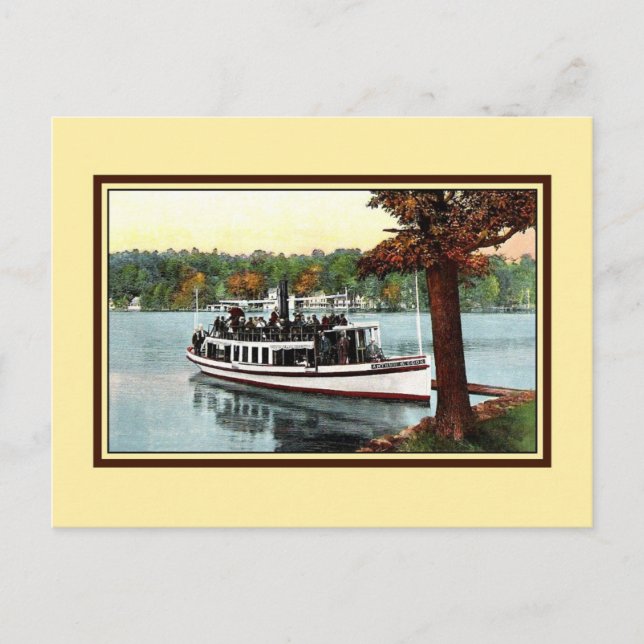 Vintage steamer Lake Bomoseen Rutland VT Postcard (Front)
