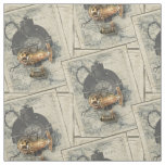 Vintage Steampunk Airship Compass And Antique Map Fabric