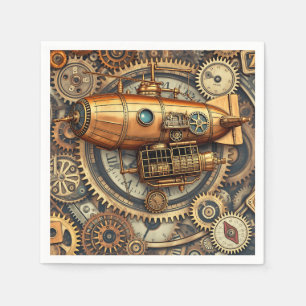 Vintage Steampunk Airship Napkins