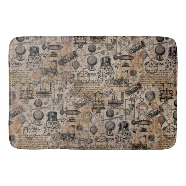 Vintage Steampunk Bathroom Mat (Front)
