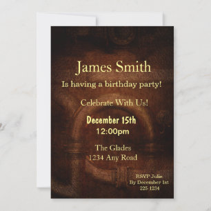 Vintage Steampunk Birthday Invitation