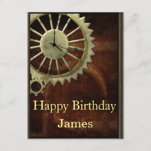 Vintage Steampunk Birthday Postcard