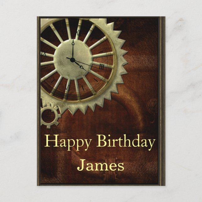 Vintage Steampunk Birthday Postcard (Front)