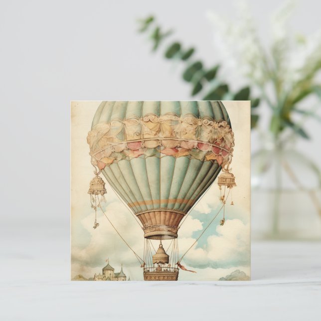 Vintage Steampunk Blue Hot Air Balloon (Standing Front)