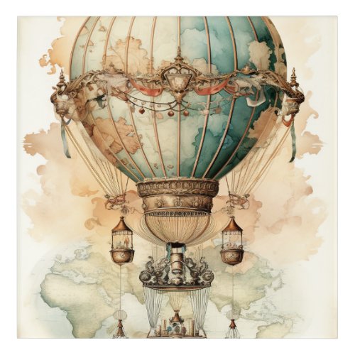 Vintage Steampunk Blue Hot Air Balloon 2 Acrylic Print