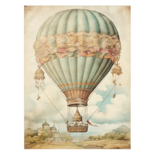 Vintage Steampunk Blue Hot Air Balloon Tablecloth