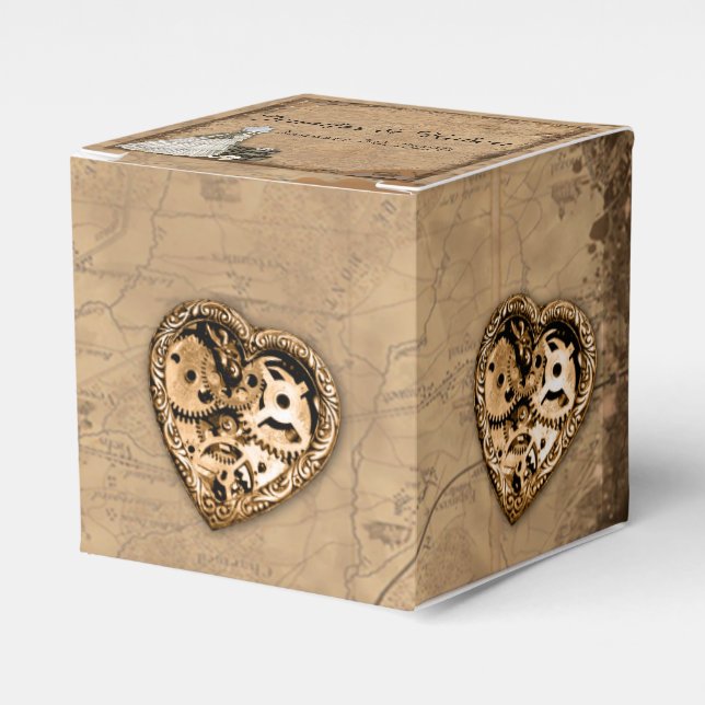 Vintage Steampunk Bride Wedding Favor Box (Front Side)