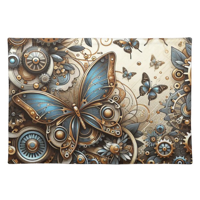 Vintage Steampunk Butterflies  Cloth Placemat (Front)