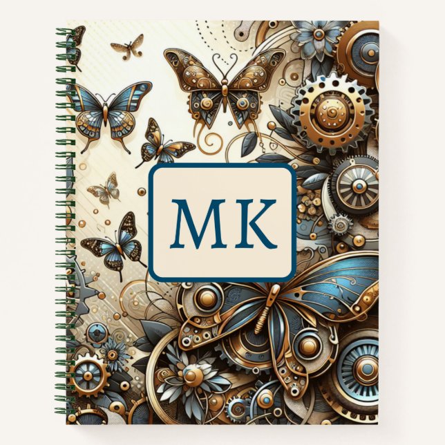 Vintage Steampunk Butterflies  Notebook (Front)