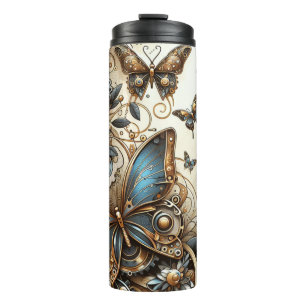 Vintage Steampunk Butterflies Thermal Tumbler