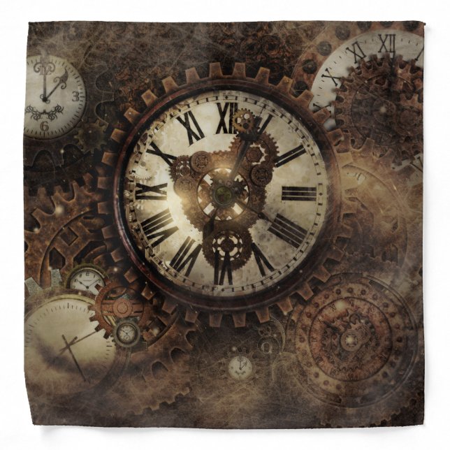 Vintage Steampunk Clocks Bandana (Front)
