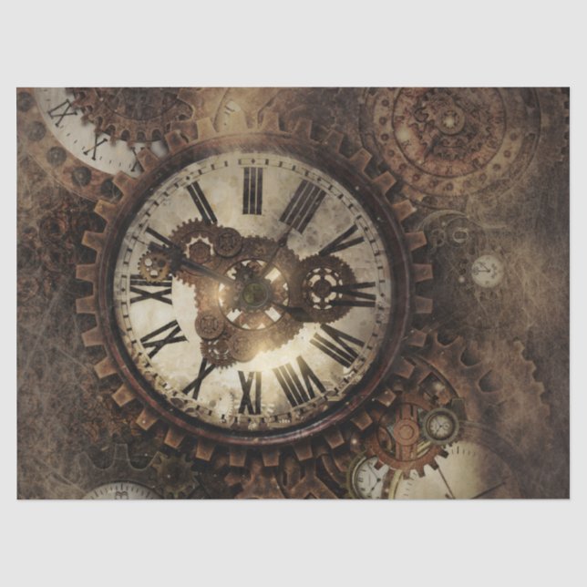 Vintage Steampunk Clocks Tissue Paper (Front)