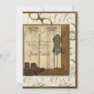 Vintage Steampunk Collage Birthday Invitation