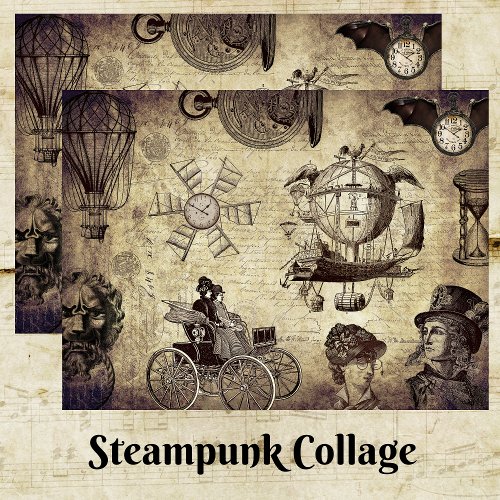 VINTAGE STEAMPUNK COLLAGE TISSUE PAPER