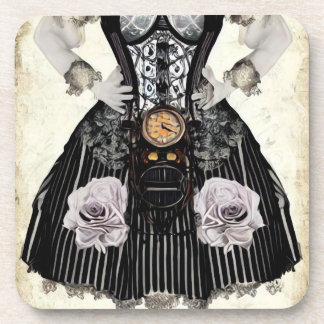Vintage Steampunk Corset Dress Beverage Coaster