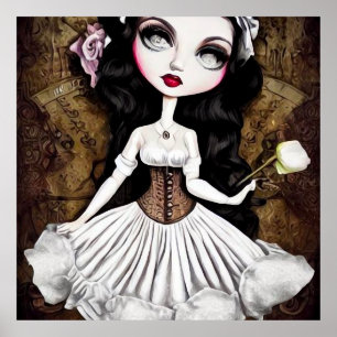 Vintage Steampunk Doll in Corset Poster