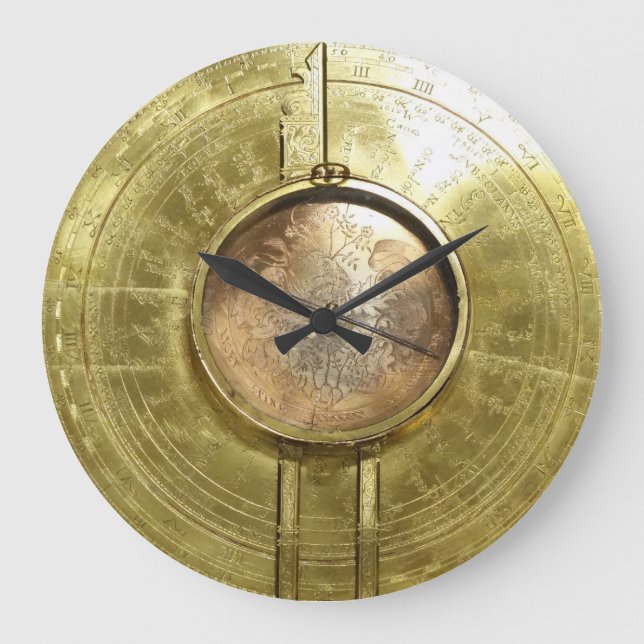 Vintage Steampunk "Drafting Compass" Wall Clock (Front)