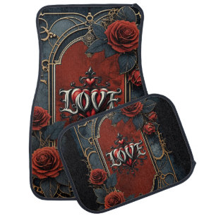 Vintage steampunk elegance clockwork Roses of Love Car Floor Mat