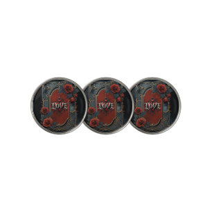 Vintage steampunk elegance clockwork Roses of Love Golf Ball Marker