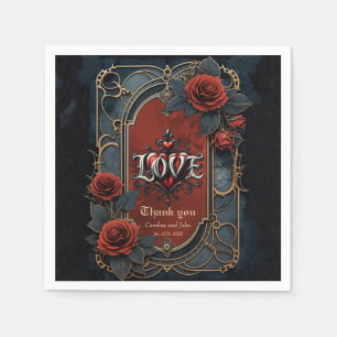 Vintage steampunk elegance clockwork Roses of Love Napkins