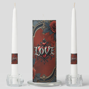 Vintage steampunk elegance clockwork Roses of Love Unity Candle Set