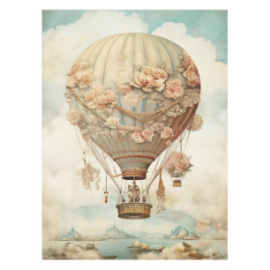 Vintage Steampunk Floral Blue Hot Air Balloon (2) Tablecloth
