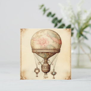 Vintage Steampunk Floral Hot Air Balloon