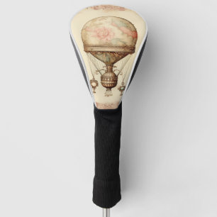 Vintage Steampunk Floral Hot Air Balloon Golf Head Cover