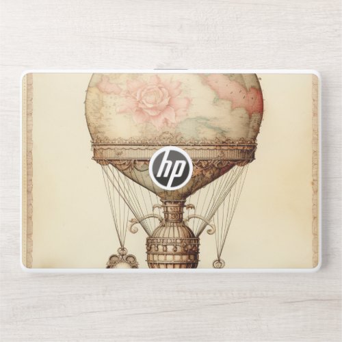 Vintage Steampunk Floral Hot Air Balloon HP Laptop Skin