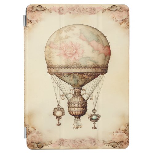 Vintage Steampunk Floral Hot Air Balloon iPad Air Cover