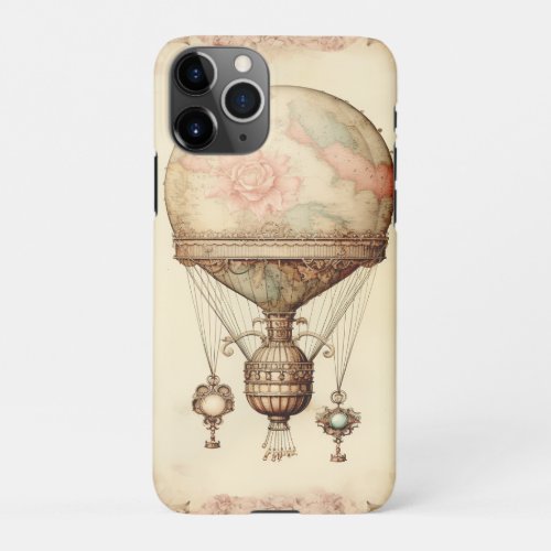 Vintage Steampunk Floral Hot Air Balloon iPhone 11Pro Case