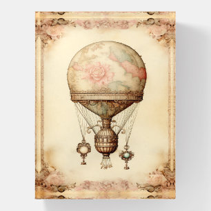 Vintage Steampunk Floral Hot Air Balloon Paperweight