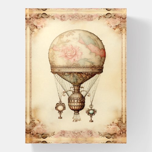 Vintage Steampunk Floral Hot Air Balloon Paperweight