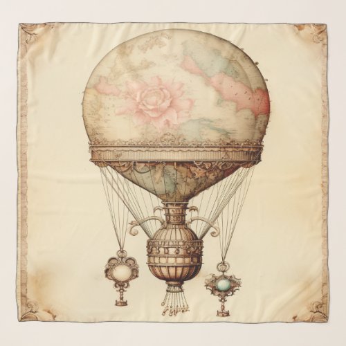 Vintage Steampunk Floral Hot Air Balloon Scarf