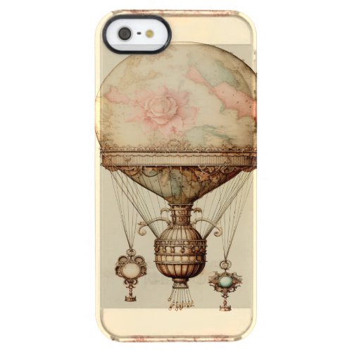 Vintage Steampunk Floral Hot Air Balloon Clear iPhone SE55s Case