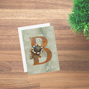Vintage Steampunk Floral Letter B Note Cards