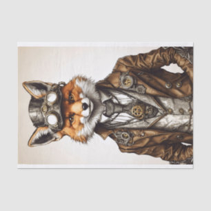 Vintage Steampunk Fox Art Tissue Paper