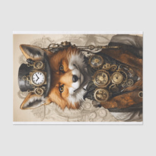 Vintage Steampunk Fox Illustration Tissue Paper