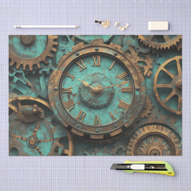 Vintage Steampunk Gears & Clockwork Tissue Paper (Craft)