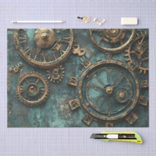 Vintage Steampunk Gears & Clockwork Tissue Paper