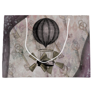 Vintage Steampunk Glam Purple Airship Large Gift Bag