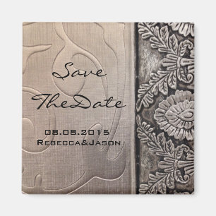 vintage steampunk gray metallic swirls damask magnet