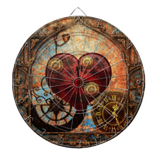 Vintage Steampunk Hearts Wallpaper Dart Board